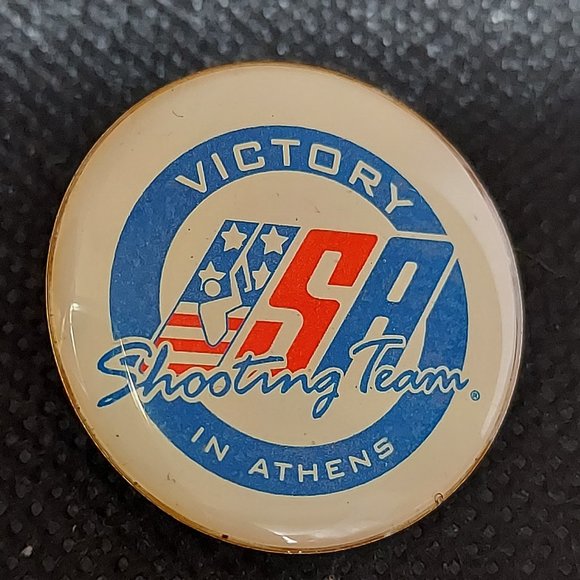 2004 Vintage USA Olympic Shooting Team Victory In Athens Greece Lapel Pin 1" - Picture 3 of 6